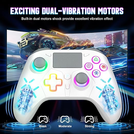 Gamrombo LED Wireless Controller for PS5, with Macro/Turbo | Gaming Controller with PS4/PC/Switch, Hall Triggers, Hall Joysticks, Dual Vibration, 2.4g Adapter, 3.5mm Audio Jack