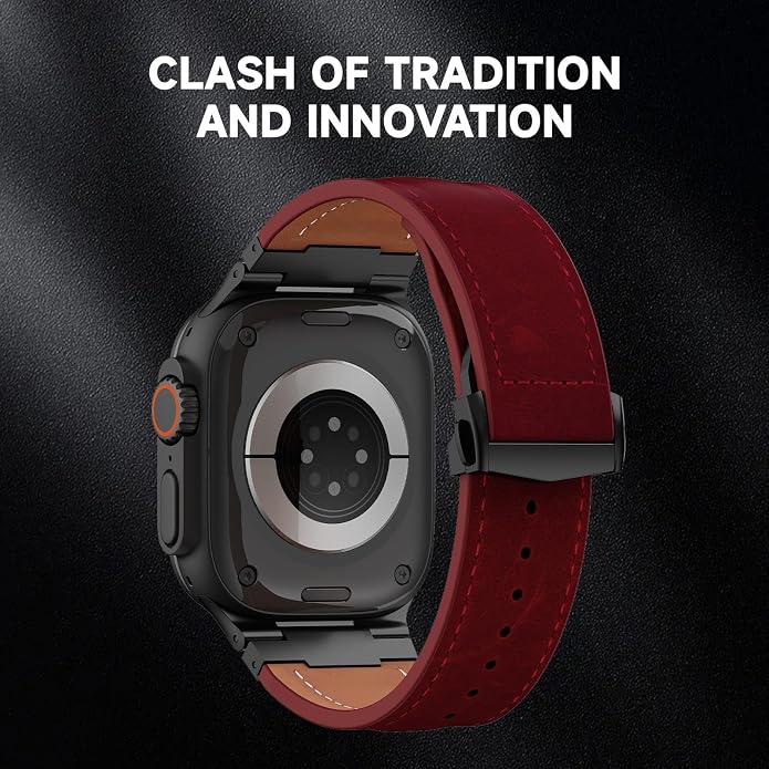 Vintage Genuine Leather Band for Apple Watch Ultra 49mm (2026 Upgrade), Rugged Replacement Strap Compatible with iWatch 46mm 45mm 44mm - for Men Women, Fit Ultra3/2/1, SE 3/2/1, Series11 10/9/8/7/6/5/4