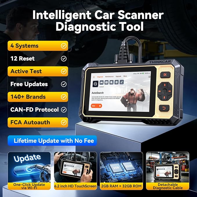 THINKCAR Scanner THINKSCAN 662 OBD2 Scanner + Universal 16 Pin Male to Female OBD2 Extension Cable