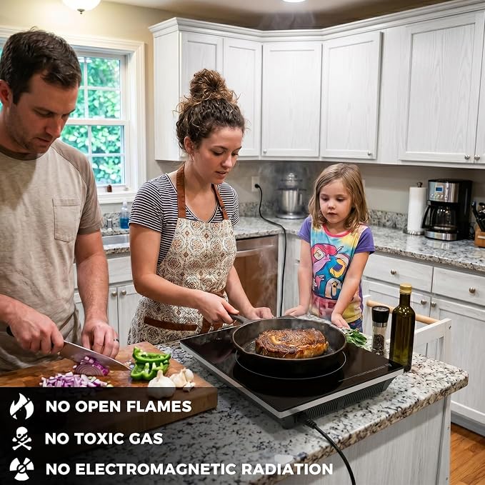 Induction Cooktop, TOPWISH Portable Hot Plate Electric Induction Burner, 10 Temp Levels up to 464°F, 110-120V Electric Stove Top Cooker with High Energy Efficiency & Kids Lock for Cooking, 1600W