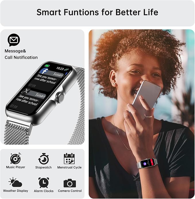 Health Fitness Tracker, Smart Watch with 24/7 Heart Rate and Blood Oxy-gen Monitor, Sleep Tracker with IP68 Waterproof, Activity Tracker Pedometer Step Counter for Women Men