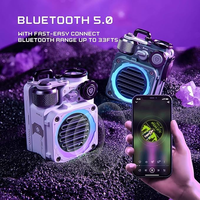 Muzen Cyber Cube Bluetooth Speaker, Bluetooth 5.0, Portable Speaker with Fidget Spinner, Crystal Clear Sound with RGB LED Light Wireless Speaker, Waterproof Speakers for Indoor Outdoor