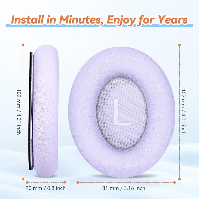 Aurivor Replacement Ear Pads for Bose QuietComfort 45 35 ii (QC45 QC35) Headphones, Earpads Cushions for QC SE SC & New Quiet Comfort (Deep Bass), with Softer Foam & Protein Leather (Chilled Lilac)