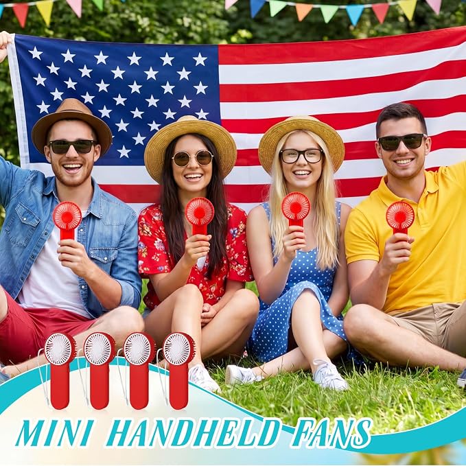 Sumind 12 Pcs Small Personal Portable Fan Mini Handheld Bulk 1 Speed Electric Cute Battery Powered for Neck Lash Makeup Women Men Travel Camping Indoor Outdoor Summer (Red)