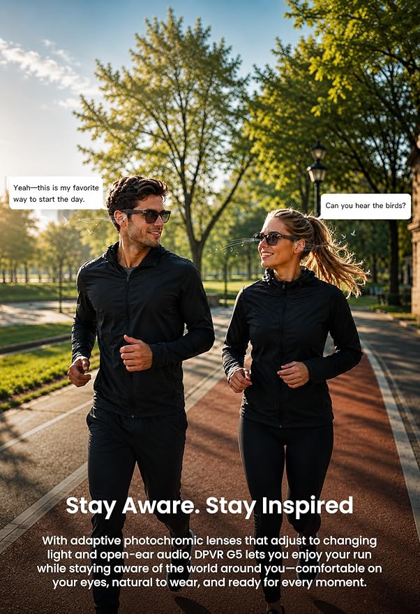 DPVR AI Smart Glasses with Camera and Bluetooth – 13MP 4K Camera Glasses for Men & Women, Video Recording Glasses with Continuous Voice Assistant, AI Translation, IP54, for Travel, Work, Music, Vlog