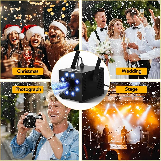 UPGREY 1200W Snow Machine for Outdoors and Indoors, Fake Snow Maker for Party with LED and Remote Controller