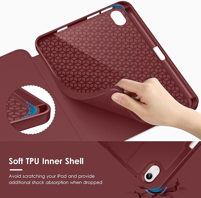 VIKESI Case for iPad mini 7 (A17 Pro) and iPad mini 6,Multiple Angles Magnetic Stand Cover,Shockproof Soft Back,Pencil Holder,and Auto Sleep/Wake,Wine