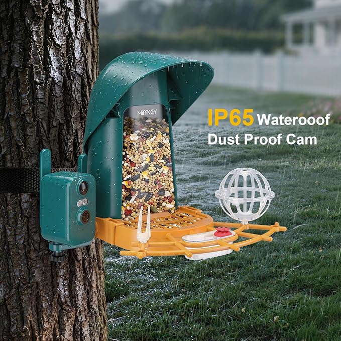 Smart Bird Feeder with Camera Outdoor Birdhouse, 4MP Ultra HD & AI Identify 11000+ Species, 2L Large Capacity, Solar Powered with App Arrived Alerts, Ideal Bird House Gifts for Mom Dad