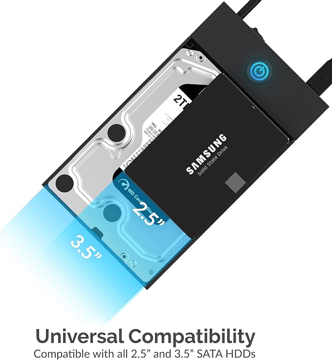 SABRENT USB 3.0 (USB-A) Enclosure for 2.5" & 3.5" SATA HDD/SSD – Tool-Free, UASP, LED Indicator, Plug & Play, 12V Power Adapter & Cable Included – External Hard Drive Case for Windows/macOS/Linux