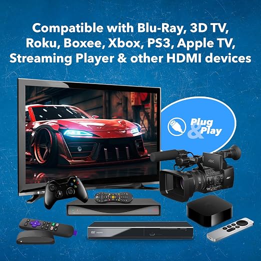 OREI Ultra High Speed 4kHDMI Cable 6ft – High-Speed 10.2Gbps, 3D, ARC, Ethernet – Premium 6ft HDMI Cable for TVs, Monitors, Home Theater & Gaming (4 Pack)