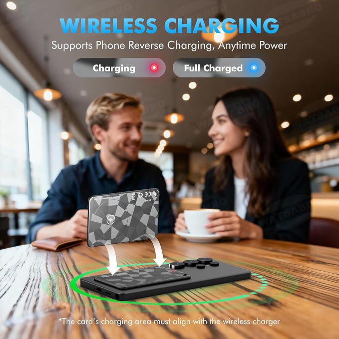 Wallet Tracker Card for iOS & Android, 6-13 Year Battery Slim Bluetooth Smart Card, Credit Card Size Smart GPS for Wallet Passport, Works with Apple Find My & Google Find Hub, Wireless Charging (2)