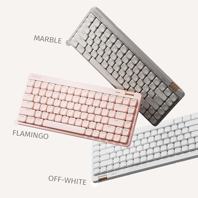 Flow Lite 84 Keys Low Profile Mechanical Keyboard, 75% Swappable Rechargeable Wireless Keyboard with 2.4G Receiver, Bluetooth and Wired Connection for Windows, Mac/ Specter Linear Switches (Flamingo)