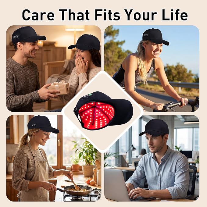 Red Light Therapy for Hair Growth with 660nm & 850nm Wavelength,Laser Hair Growth Cap with Adjustable Light Levels, Wireless and Rechargeable Hair Regrowth Cap for Men and Women