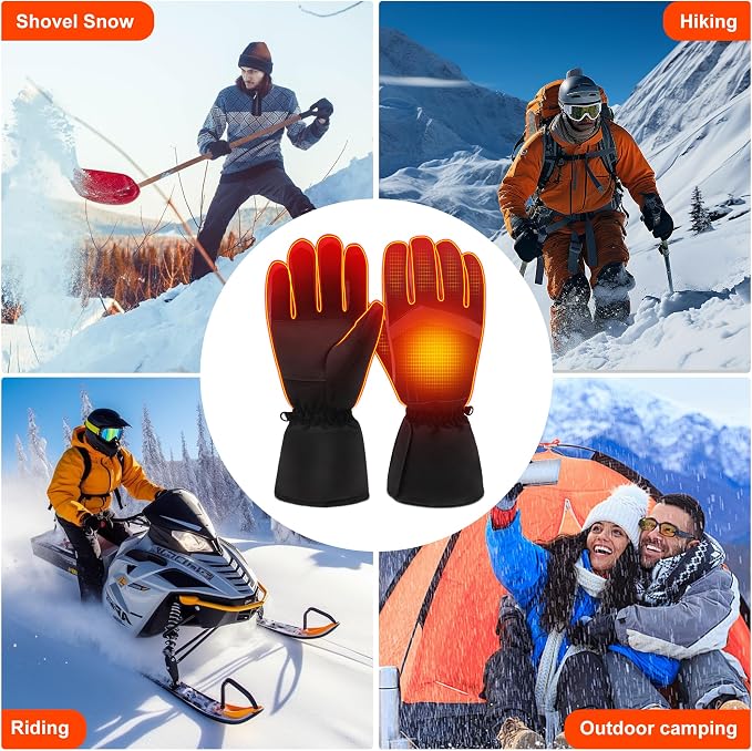 Rechargeable Heated Gloves - New Upgrade, Electric Portable Battery Hand Warmers for Men Women, Waterproof Touchscreen Cold Weather Thermal Gloves for Driving,Camping,Hunting,Outdoor Work