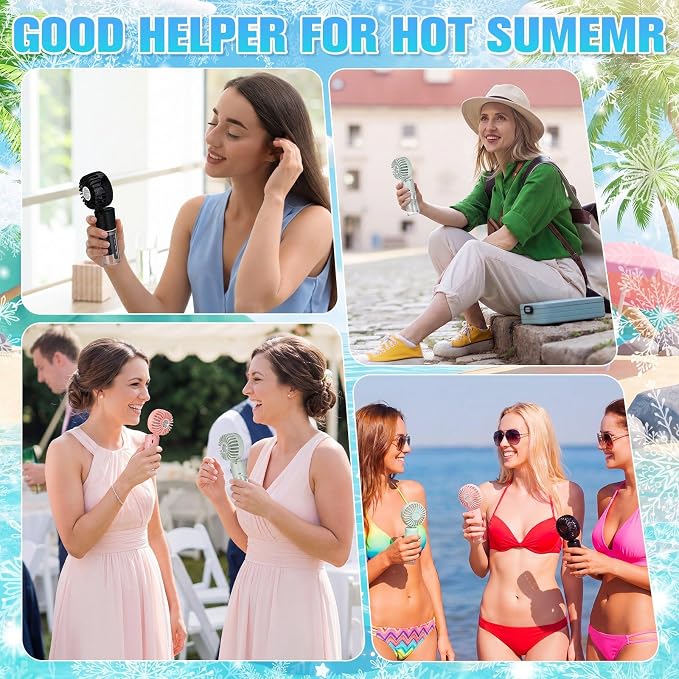12 Pack Misting Fans Portable Handheld Rechargeable Handheld Spray Fans with 25ml Water Tank 4-speed Personal Cooling Fan, Usb-c Mini Hand Fan for Travel Outdoor Sports Camping Office Home