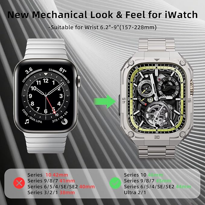 Casual Stainless Steel Case with Band Compatiable for 49mm Apple Watch Ultra Bands for Men,Metal Apple Watch Bumper Case Cover with Strap for iWatch Band Ultra 3/2/1,Titanium