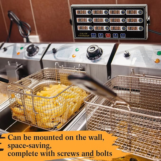 Relaxweex 1 Pack Digital Kitchen Timer, Commercial Cooking Timer with Loud Alarm, Large LCD Display, for Restaurants, Baking, Labs, Multiple Independent Countdown Timers (12 Channel)
