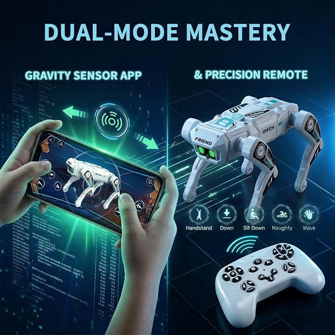 Smart Robot Dog for Kids 3-12, App & Remote Control RC Stunt Puppy, Programmable STEM Toy with AI Emotion Mode & 30+ Actions - Interactive Electronic Pet Gift for Boys Girls