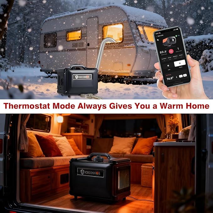 17050 BTU Diesel Heater, 12-24V Wide DC Voltage Range 115V AC Adaptor Parking Heater with LCD Remote Control, Fast Quiet Heating for Camping, Garage, Tent, Boat, RVs (VH08 STD)