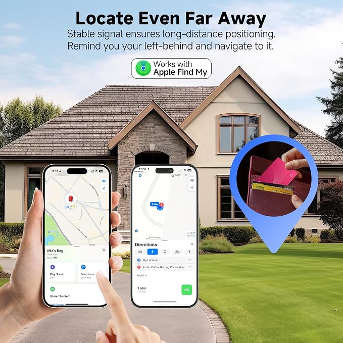 2026 [Apple MFi Certified] (iOS Only) Wallet Tracker Card, Rechargeable Thin Finder, Works with Apple Find My (iOS Only), Item Locator for Luggage Tags, Passports, Phone (Red, 1 Pack)