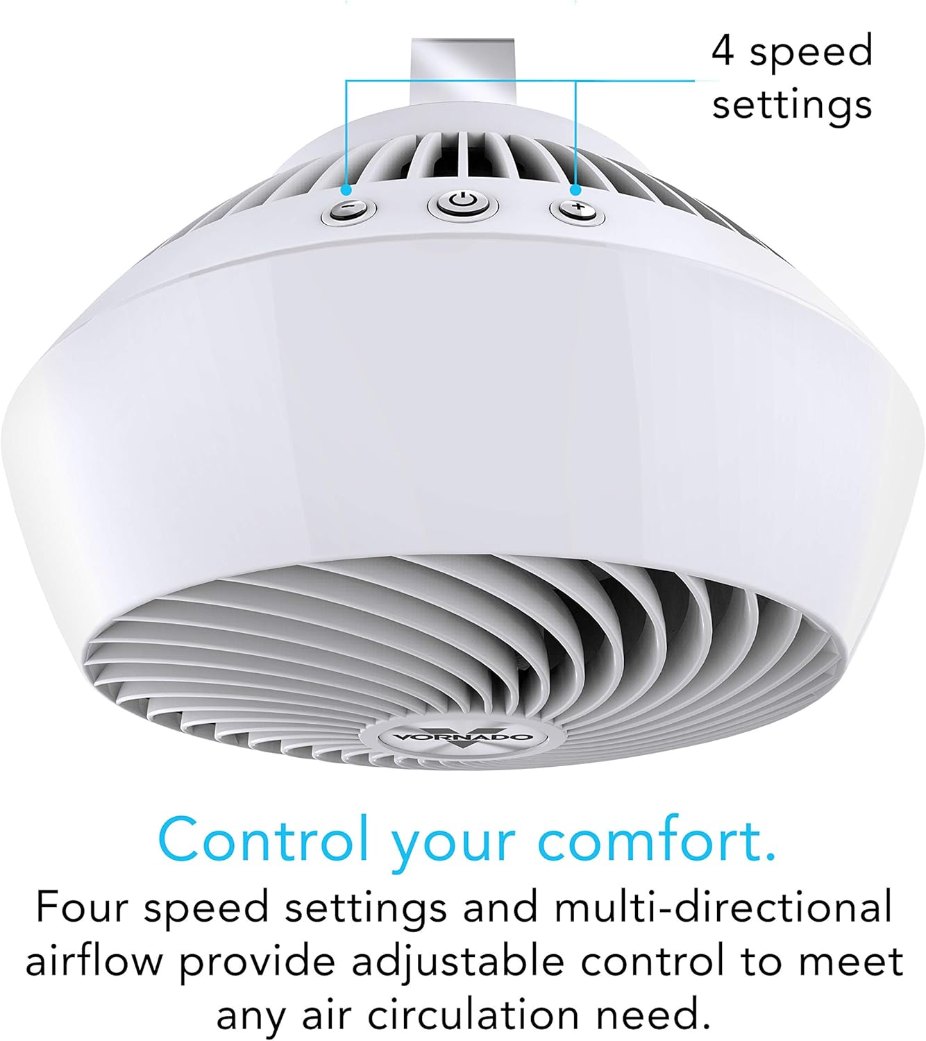 Vornado 560 Whole Room Air Circulator, Medium Floor Fan with 4 Speeds, Adjustable Tilt, Easy to Clean, Quiet Fan for Home, Office, Bedroom, White