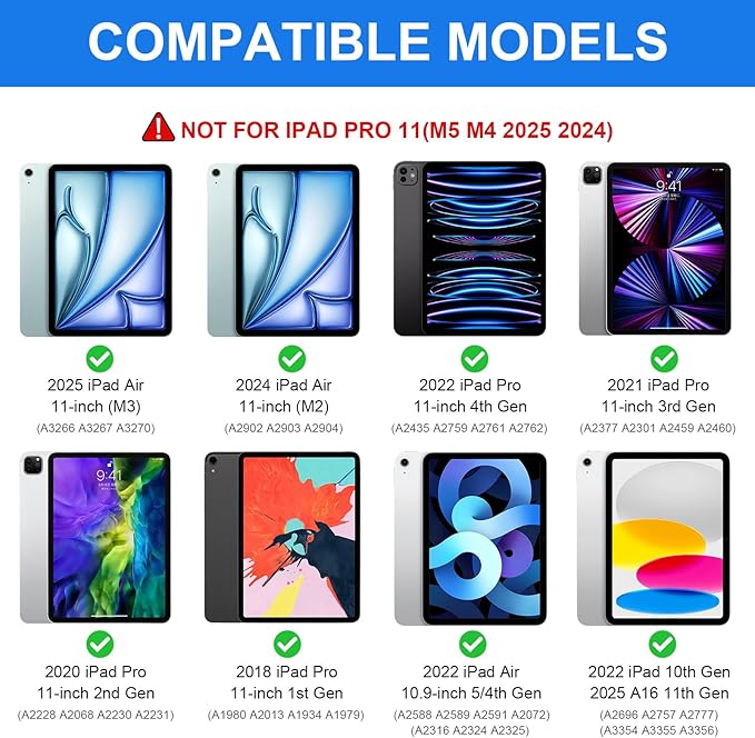iPad A16 11/10th Generation Case with Keyboard, Air 11 inch (M4/M3/M2, 2026/2025/2024), Magnetic Detachable Backlit Keyboard, Trackpad, 360 Stand, Pencil Holder, Slim for Air 5/4th 10.9" Pro 11(Black)