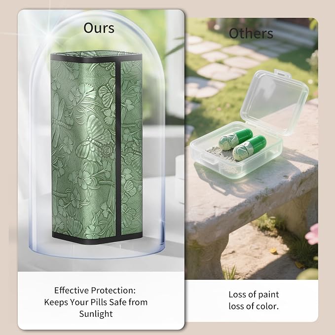 Pill Organizer 7 Day AM PM, Discreet 2 Times a Day Weekly Pill Box with Double Protection Shell, Large Capacity Portable Vitamin Case for Travel Meds & Medicine Organizer (Forest Green)