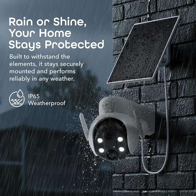 Geeni Insight 3MP Smart PTZ Solar Security Camera – Auto-Follow Motion Tracking, 2K HD Wire-Free Outdoor WiFi Camera with 3W External Solar Panel, 5200mAh Battery, & Two-Way Audio