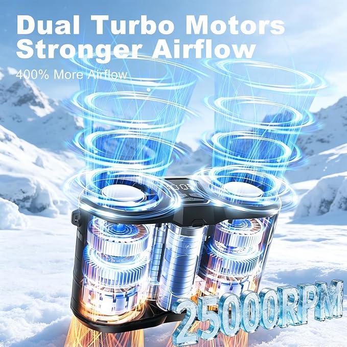 Rechargeable Waist Fan with Ice Cooling, High-Speed Neck Belt Clip-on Fan with 10 Gears, LED Display & Flashlight, Hands-Free Personal Fan for Work Outdoor Travel, Black