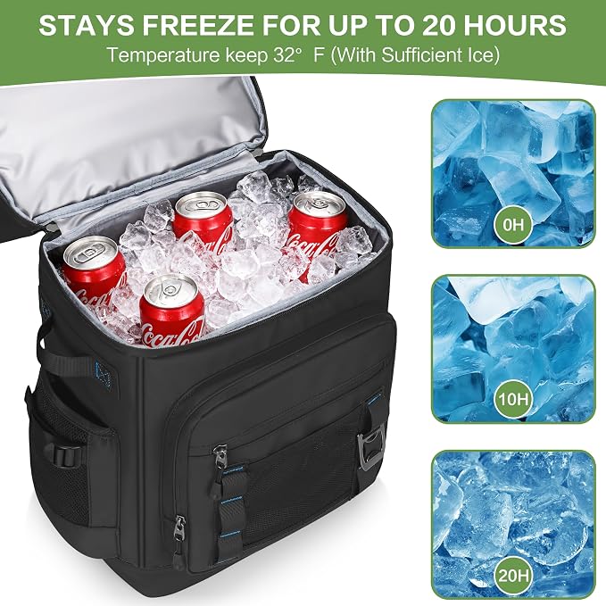 42 Can Backpack Cooler,40L Insulated Double Decker Leakproof, Waterproof Travel Cooler Backpack for Beach Camping Picnic Travel