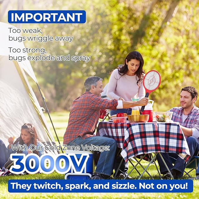 8 Pack Electric Fly Swatter, 3000V Bug Zapper Racket for Indoor Pest Control Mosquito Zapper for Indoor Outdoor Battery Operated Flies Killer 3-Layer Safety Mesh AA Battery Powered, Not Included