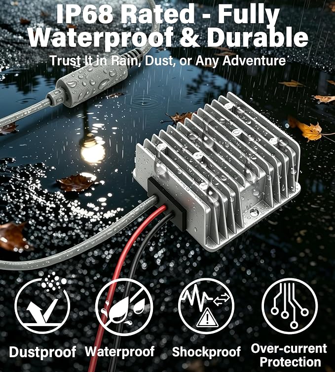 12V to 30V Step-Up Converter for Starlink Mini,105W (3.5A) DC Power Supply Adapter with Waterproof Port & O-Ring Terminals,0.98FT Boost Cable for Off-Grid RV,Marine and Vehicle