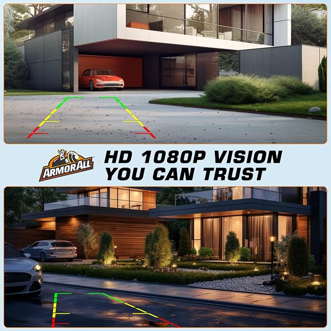 ARMOR ALL Solar Wireless Backup Camera:5" HD 1080P Monitor,3 Mins DIY Installation & 5000 mAh Battery Powered Solar Back Up Camera Systems, IP69K Waterproof Reverse Camera for Car, Van, Truck, Trailer