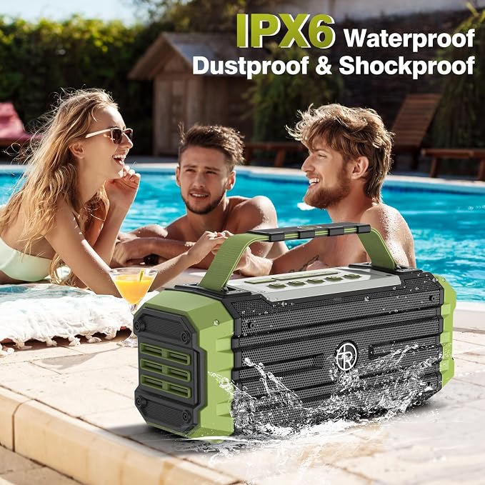 TOMPROAD Portable Bluetooth Speaker 120W Peak 80W Wireless Speakers, TWS Pairing, Deep Bass, Hi-Fi Loud Speaker, IPX6 Waterproof, DSP Sound Boombox for Outdoor, Camping, Party, Beach