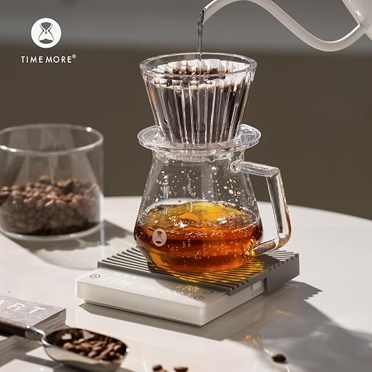 TIMEMORE Black Mirror Basic 3.0 Coffee Scale, Espresso Scale with Timer, Flow Rate & Brew Ratio, 3 Brewing Modes, 0.1g High Precision Rechargeable Digital Scale for Pour Over, Espresso - White