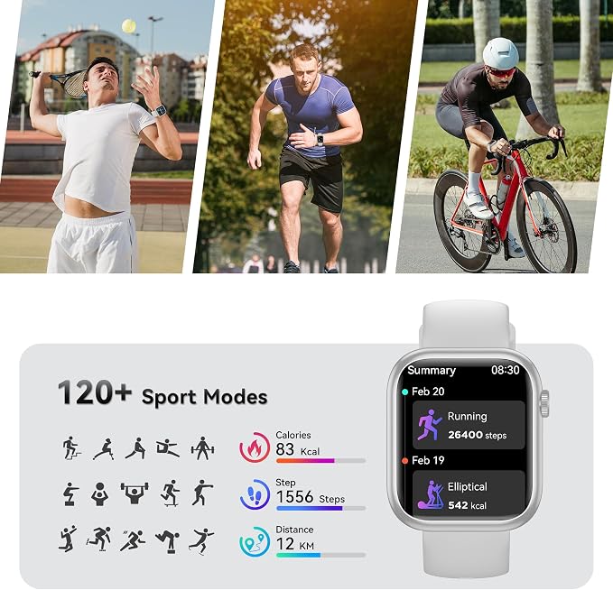 Smart Watch for Men Women(Answer/Make Call), 1.83" Fitness Watch with Heart Rate/Blood Pressure/Blood Oxygen, Pedometer, Sleep Tracker,120+ Sport Modes, IP68 Waterproof Fitness Tracker for Android iOS