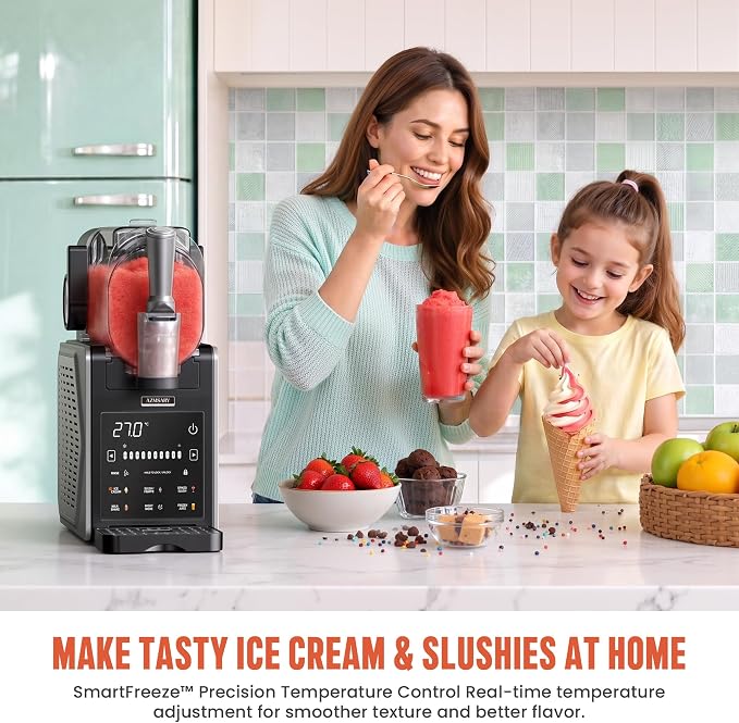 Slushie Machine for Home, 85oz Larger Ice Cream Maker with LED Display, 6 Preset Programs | Auto-Clean, Frozen Drink Machine for Margaritas, Frappes, Milkshakes & Smoothies, No Ice Needed