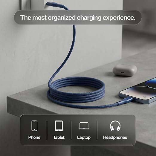 Statik MagStack Pro USB C to USB C Cable, Magnetic Type C Charger Fast Charging Cord, On The Go Magnetic Charging Cable for Car, Compatible with iPhone, iPad & Android, Navy 100W 3FT, 5 Pack