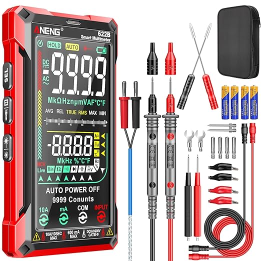 ANENG Digital Multimeter Tester TRMS 9999Counts Smart Auto-Ranging Anti-Burning Ohm Amp Voltmeter with NCV,DC/AC Current,Voltage,Resistance Diodes,Continuity,Capacitance,Temperature
