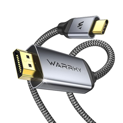 Warrky USB C to HDMI Cable 4K 60Hz[Anti-Interference, Gold-Plated Plugs] Aluminum HDR Type-C to HDMI 2.0 Cord, Thunderbolt 3/4/5 Compatible for iPhone 16/17 Series, MacBook Neo, iPad Pro, Galaxy-6ft