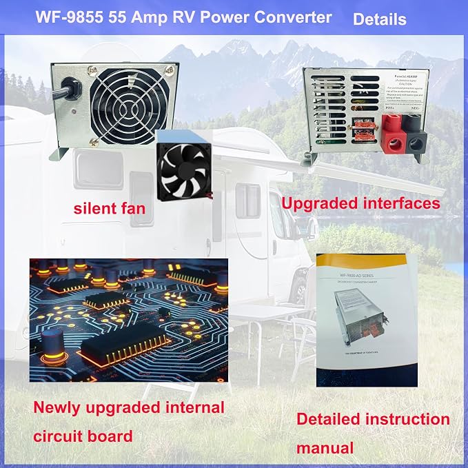 𝟐𝟎𝟐𝟔 𝐔𝐩𝐠𝐫𝐚𝐝𝐞 WF-9855 55 Amp Power Converter, Rv Power Converter, WF-9855-AD, Replace for RV Trailer Camper 9800 Series, WF-9855-AD, 55 Amp Power Converter for Rv, 5 Years Warranty