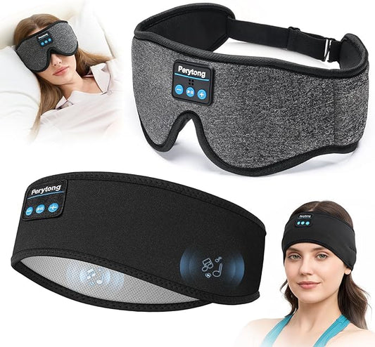 2 Pack Sleep Headphones, Bluetooth Headband with 3D Sleep Mask Bluetooth Ultra-Thin HD Stereo Speaker, Sleeping Headphones for Sports, Workouts, Insomnia, Yoga, Air Travel, Meditation, Christmas