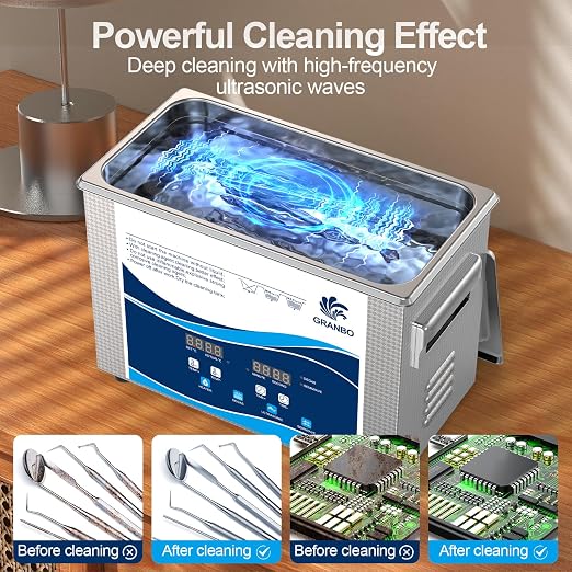 Granbo Professional 4.5L Ultrasonic Cleaner, Ultrasonic Jewelry Cleaner with Heater Timer and Degassing, Digital Ultrasonic Parts Cleaner for Dental Glasses Jewelry Small Parts Circuit Board