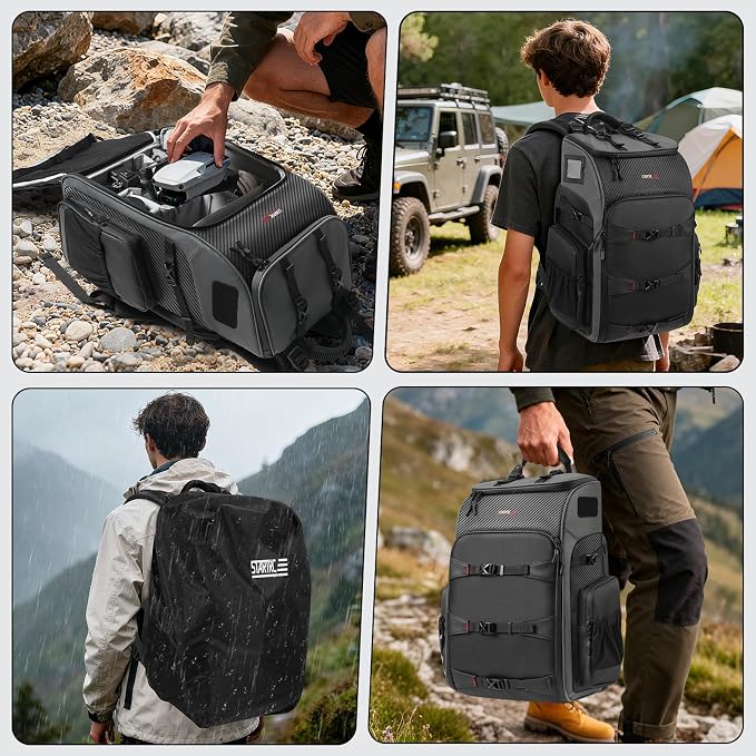 STARTRC Outdoor Backpack 40L for DJI Mavic 4 Pro/Air 3S/Avata 360/Mini 5 pro Drone and Accessories, can Accommodate 2-3 Drones or Cameras，One-piece DlY Partition Design