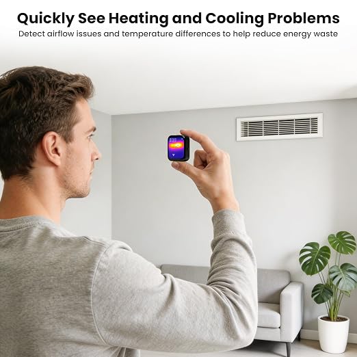 Small Thermal Imaging Camera for Home Inspection – 128×96 IR Resolution Thermal Camera for Wall Leak & Insulation Detection, Mini Thermal Imager for Beginner