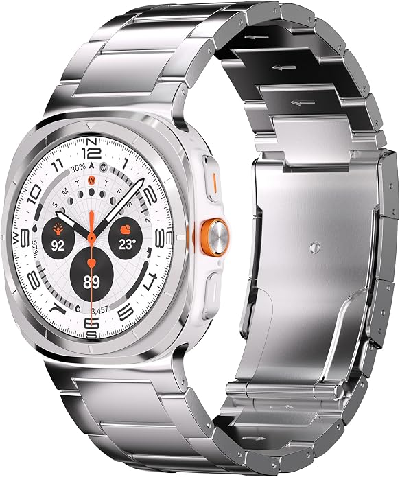 Ultra Supply Co. Titanium Band for Samsung Galaxy Watch Ultra 47mm – Galaxy Watch Ultra Metal Band with Folding Clasp, Scratch & Water-Resistant DLC Coating, Adjustable Smartwatch Bands