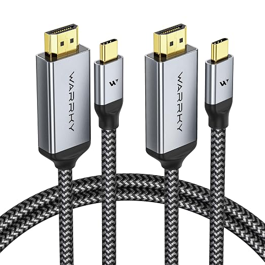 WARRKY 4K 60Hz USB C to HDMI Cable 3.3ft 2Pack [Anti-Interference Gold-Plated Plugs] Aluminum Type-C to HDMI 2.0 Cord, Thunderbolt 3/4/5 Compatible for iPhone 15/16 Series, MacBook, iMac, iPad, Galaxy