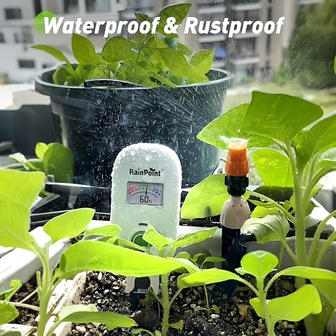 [2026 Version]RAINPOINT Visual Gauge Digital Smart Wireless Plant Moisture Meter,WiFi Hub Needed,Indoor & Outdoor Use,Capacitive Leave-in Soil Hygrometer Sensor Garden House Plant Care Must Haves
