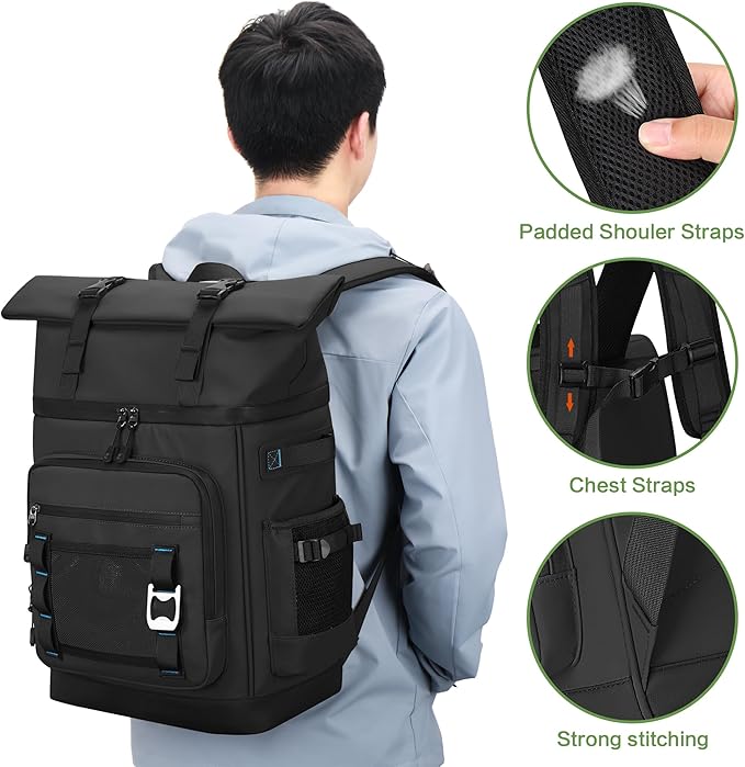 42 Can Backpack Cooler,40L Insulated Double Decker Leakproof, Waterproof Travel Cooler Backpack for Beach Camping Picnic Travel