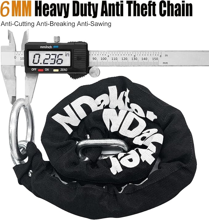 NDakter Bike Locks Heavy Duty Anti Theft, Keyless Combination Motorcycle U Lock for Ebike with 4FT x 6mm Chain, 4-Digit Combo Electric Bicycle Wheel Lock for Escooter, Fat-Tire Moped, Dirt-Bike